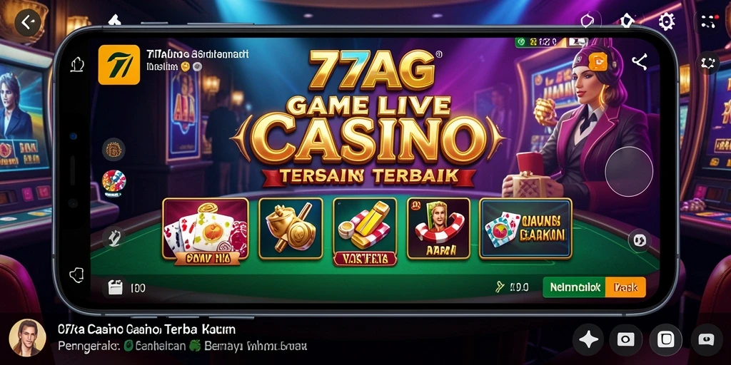 Tampilan antarmuka permainan Live Casino 77AG yang menarik dan interaktif.