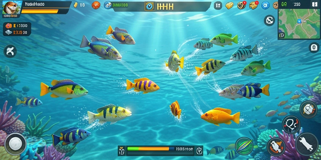 Tampilan gameplay menarik dari 8HHH saat menangkap ikan.