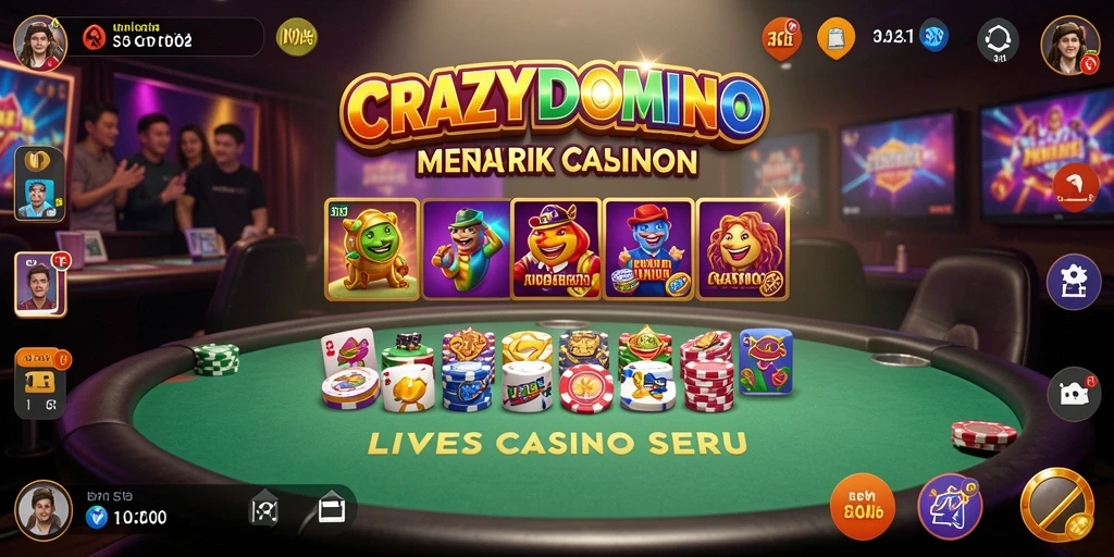Tangkapan layar utama CRAZYDOMINO dengan dealer kasino langsung.