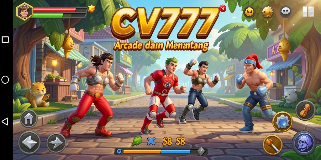 Tampilan gameplay CV777 yang penuh warna dan dinamis.