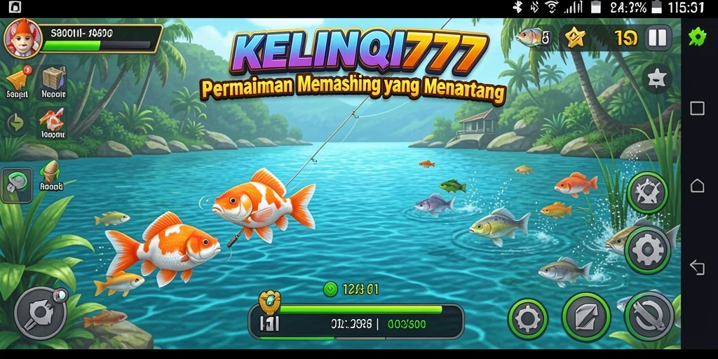 Tampilan gameplay memancing yang seru dan berwarna-warni dari KELINCI777.