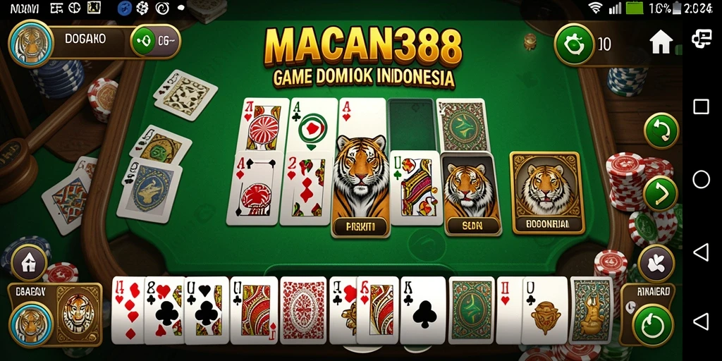 Screenshot gameplay <strong>MACAN388</strong> yang menampilkan suasana permainan Domino yang seru.