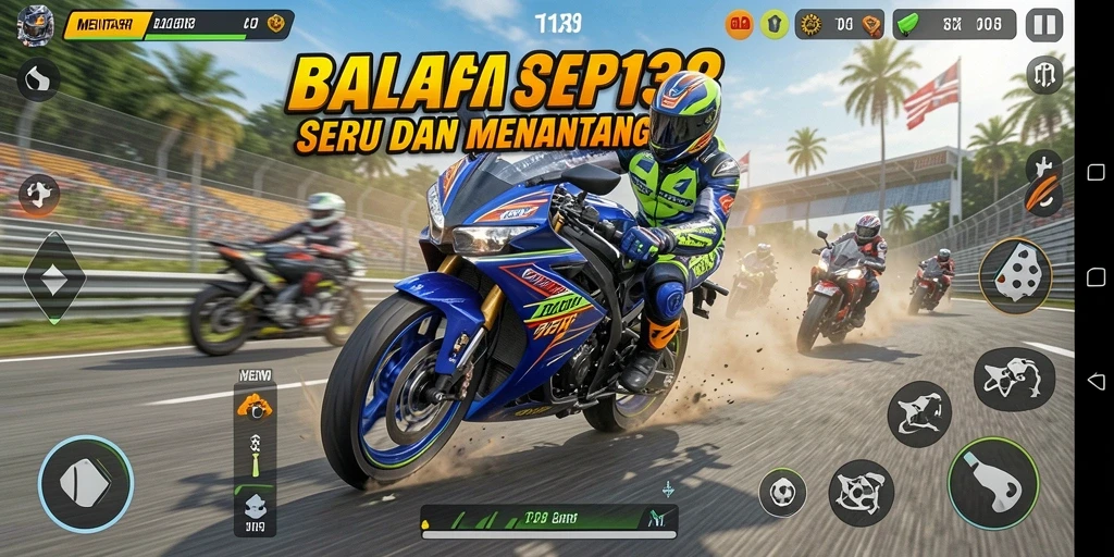 Gameplay seru dari MENTARI138 yang memacu adrenalin balapan motor.