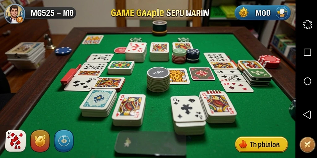 Screenshot gameplay MG525 menampilkan permainan Gaple yang seru.