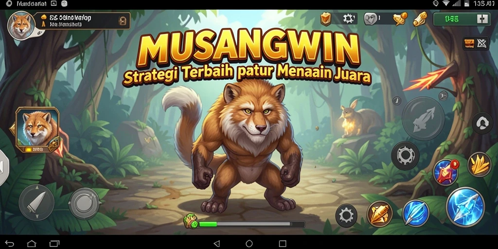 Tampilan gameplay mendebarkan dalam MUSANGWIN, pertarungan strategi teratas.