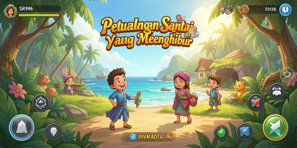 Gameplay SR996 yang ceria dan penuh warna.