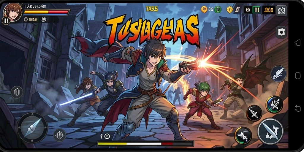 Tampilan gameplay TAR555 yang penuh warna dan aksi menarik.