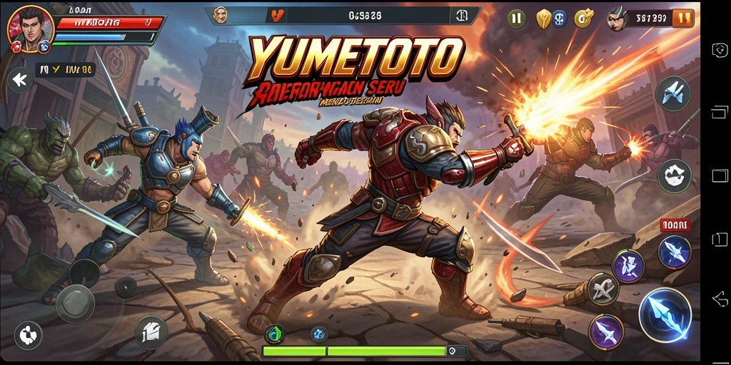 Screenshot gameplay YUMETOTO yang menunjukkan aksi pertarungan seru.