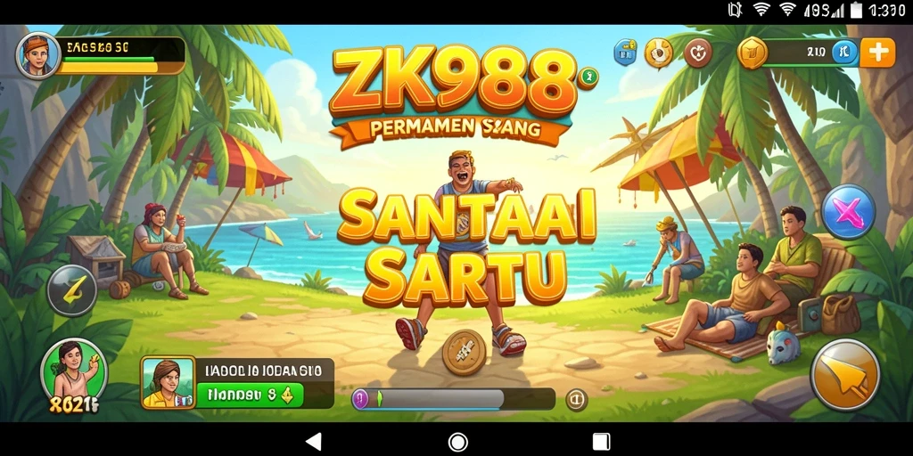 Tampilan gameplay ZK988 yang menyenangkan dan penuh warna.